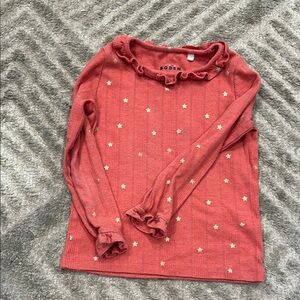 Mini Boden Coral Long Sleeve Top with Gold Stars